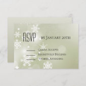 Sneeuwvlokken op Sage reageer met Sage terug RSVP Kaartje (Voorkant / Achterkant)