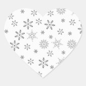 Sneeuwvlokken op witte achtergrond hart sticker (Voorkant)