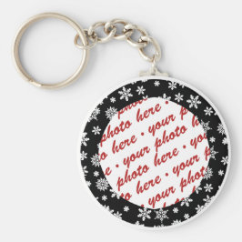 Sneeuwvlokken op zwart achtergrondfoto-Lijst Sleutelhanger
