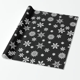 Sneeuwvlokken op zwarte achtergrond cadeaupapier
