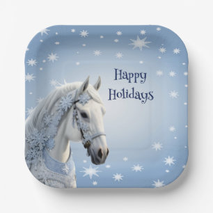 Sneeuwvlokken Paard Vakantie Kerstmis Papier Bord