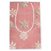 Sneeuwvlokken Pastel roze Medium Cadeauzakje (Voorkant)