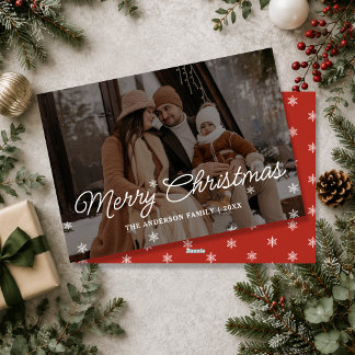 Sneeuwvlokken Prettig Kerstmis Schrift Elegante Fo Feestdagenkaart