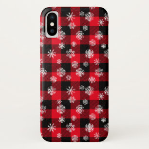 Sneeuwvlokken Red Buffalo Plaid iPhone X Hoesje