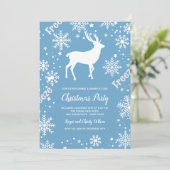 Sneeuwvlokken rendier blauw Kerstmis Kaart (Staand voorkant)