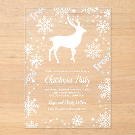 Sneeuwvlokken rendieren duidelijk kerstfeest acryl uitnodigingen