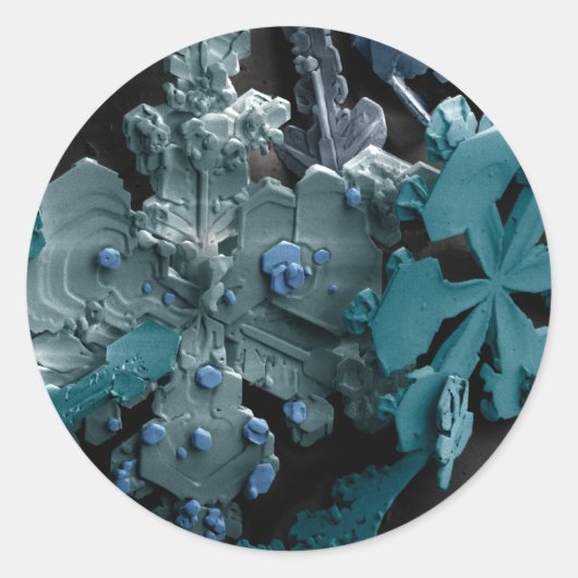 Sneeuwvlokken Ronde Sticker (Voorkant)