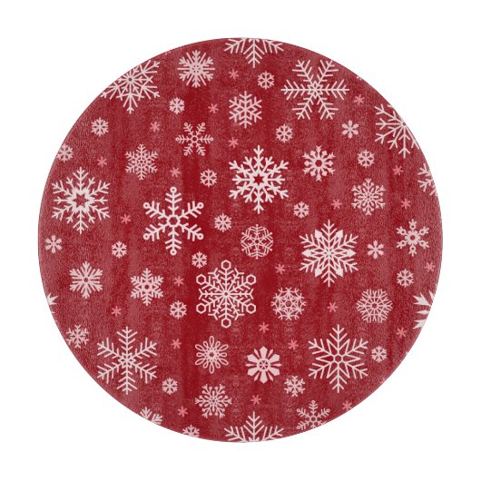 Sneeuwvlokken, rood decor, kerstpatroon. snijplank (Voorkant)