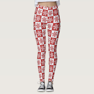 Sneeuwvlokken Rood en Wit Kerstmis Leggings