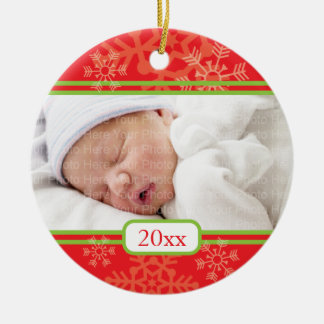 Sneeuwvlokken: Rood Keramisch Ornament