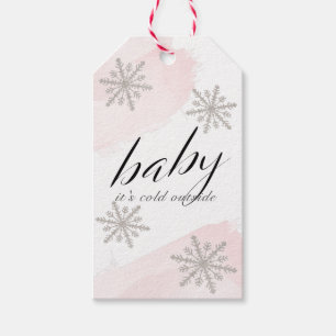 Sneeuwvlokken Roze Baby zijn koude buitenkant Dank Cadeaulabel