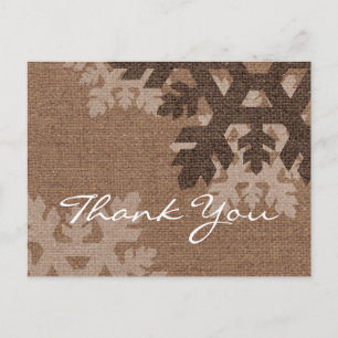 Sneeuwvlokken Rustieke Stijl Faux Burlap Dank u Briefkaart