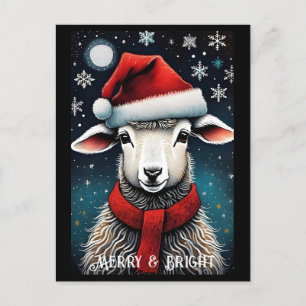 Sneeuwvlokken Santa Schattige Baby Schaap Kerstvak Briefkaart