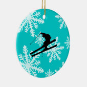 sneeuwvlokken skiën keramisch ornament (Rechts)
