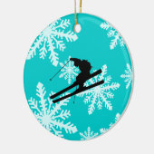 sneeuwvlokken skiën keramisch ornament (Links)