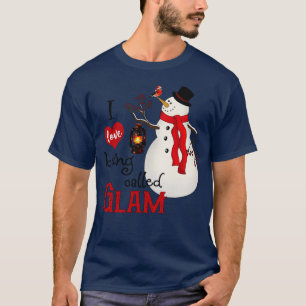  sneeuwvlokken sneeuwman Ik hou ervan om GLA genoe T-shirt