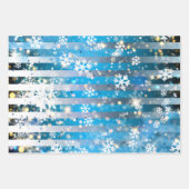 Sneeuwvlokken Sparkles and Lights on Blue Stripes Inpakpapier Vel (Voorkant 2)