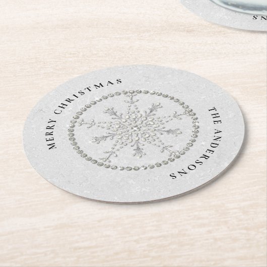 Sneeuwvlokken Sparkles Glitter Witte Kerst Chic Ronde Kartonnen Onderzetter (Gebogen)