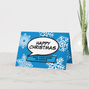 Sneeuwvlokken Speech Bubble Leuk Retro Stripboek Kaart