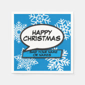 Sneeuwvlokken Speech Bubble Leuk Retro Stripboek Servet (Voorkant)