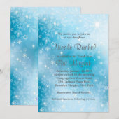 Sneeuwvlokken ster van David Bat Mitswa Uitnodigin Kaart (Voorkant / Achterkant)