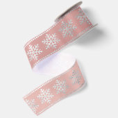 Sneeuwvlokken Stripes Zilverroze Rose Gold Lint (Achterkant)