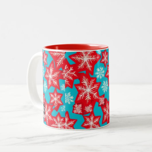 Sneeuwvlokken Tweekleurige Koffiemok (Voorkant links)