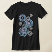 Sneeuwvlokken van zilver en neon mandala