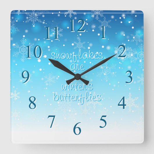 Sneeuwvlokken Vierkante Klok (Voorkant)