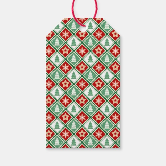 Sneeuwvlokken voor kerstmis en kerstbomen cadeaulabel (Voorkant)