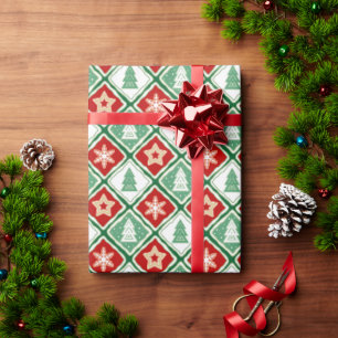 Sneeuwvlokken voor kerstmis en kerstbomen cadeaupapier