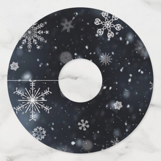 Sneeuwvlokken Wijnglaslabel (Voorkant)