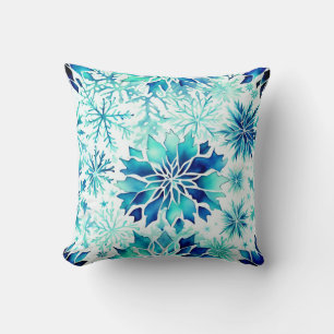 Sneeuwvlokken Winter magisch watercolor patroon Kussen