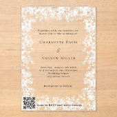 Sneeuwvlokken winter QR-code RSVP duidelijke bruil Acryl Uitnodigingen (Voorkant)