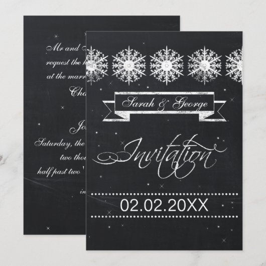 sneeuwvlokken winterbruiloft kaart (Voorkant / Achterkant)