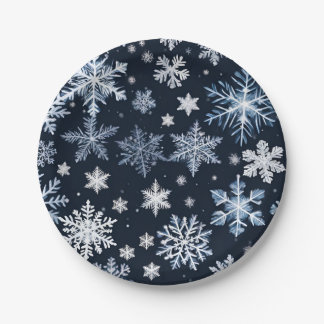 Sneeuwvlokken Winterontwerp Blauw Koud Schattige Papieren Bordje