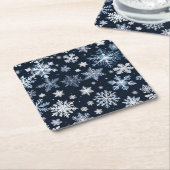 Sneeuwvlokken Winterontwerp Blauw Koud Schattige Vierkante Kartonnen Onderzetter (Schuin)