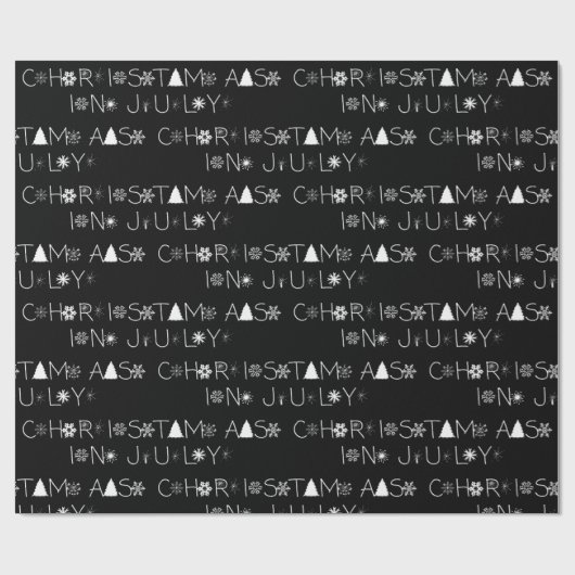 Sneeuwvlokken Zwart-wit Kerstmis in juli Cadeaupapier (Vlak)