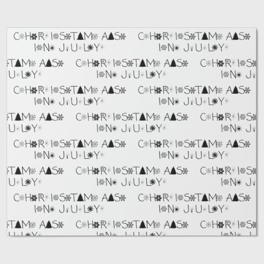 Sneeuwvlokken Zwart-wit Kerstmis in juli Cadeaupapier (Vlak)