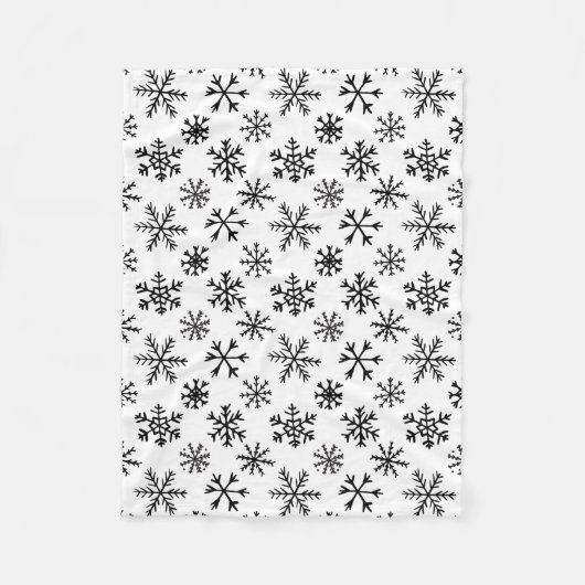 Sneeuwvlokken Zwart-wit patroon Fleece Deken (Voorkant)