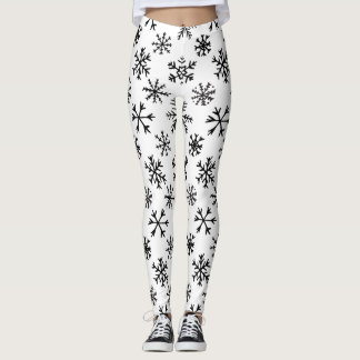 Sneeuwvlokken Zwart-wit patroon Leggings
