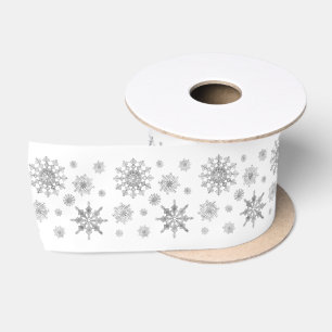 Sneeuwvlokkenpatroon in zilver-grijze kleur lint