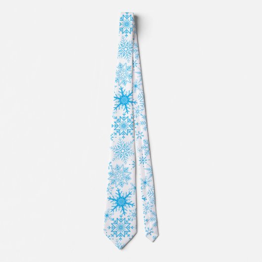 Sneeuwvlokpatroon blauw stropdas (Voorkant)