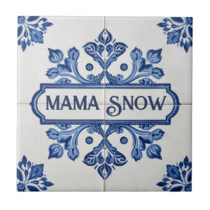 Sneeuwvlokpatroon blauw & witte vakantie aangepast tegeltje