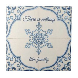 Sneeuwvlokpatroon blauw & witte vakantie aangepast tegeltje