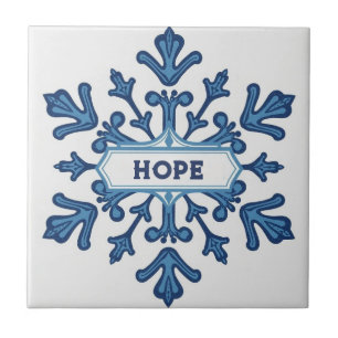 Sneeuwvlokpatroon blauw & witte vakantie aangepast tegeltje