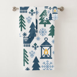 Sneeuwvlokpatroon in het winterbos bad handdoek