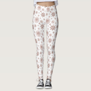 Sneeuwvlokpatroon in namaak roosgoudkleur leggings