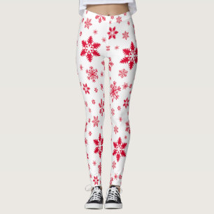 Sneeuwvlokpatroon, Rode sneeuwvlokken, Sneeuw, Wit Leggings