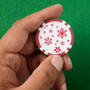 Sneeuwvlokpatroon, Rode sneeuwvlokken, Sneeuw, Wit Poker Chips